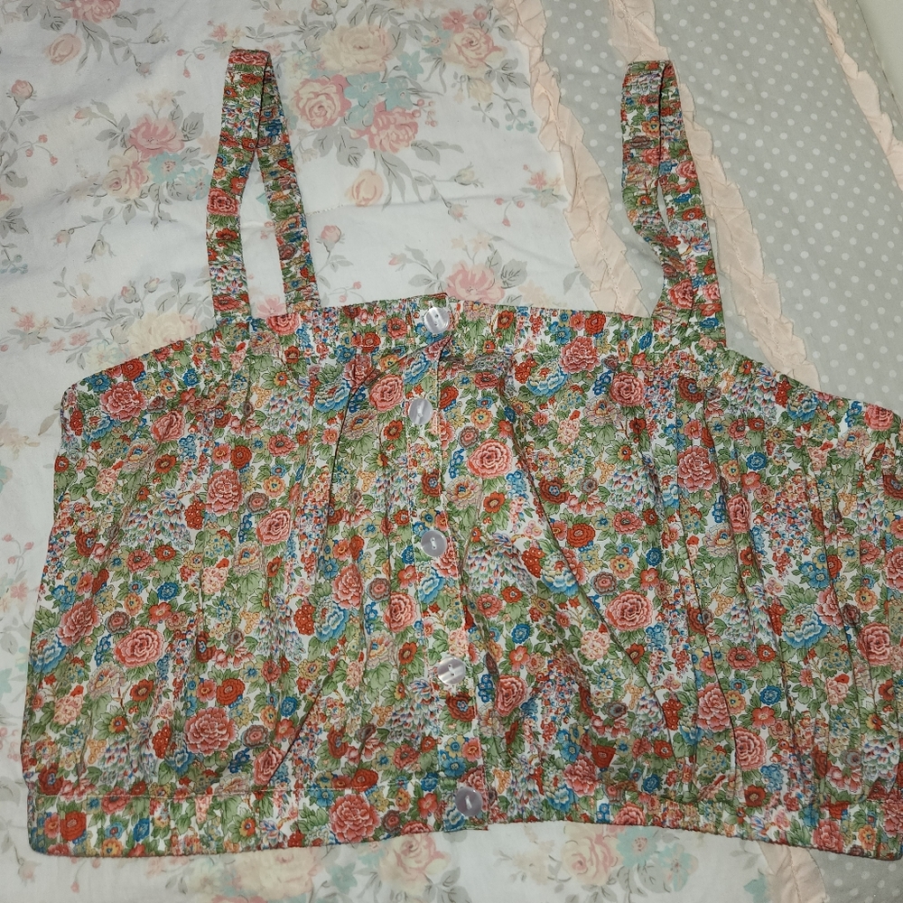 Roller Rabbit Elysian Day Woven Square Neck Sleeveless Miley Tank Top Crop
